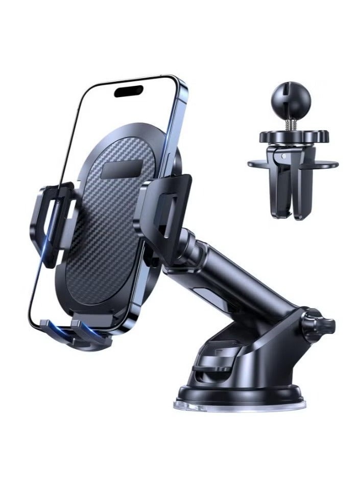 Upgraded 2-in-1 Car Phone Holder, Heat-Resistant Car Mobile Mount for Dashboard/ Windshield/ Air Vent, Ultra Stable Car Mobile Holder with Strong Suction Cup and Long Arm, Compatible with All Smartphones Like iPhone Samsung and Xiaomi. - Image 1