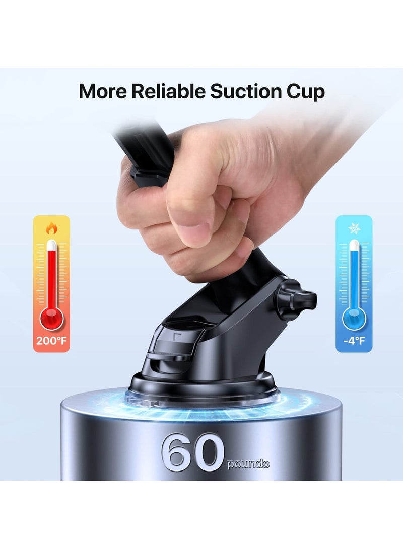 Upgraded 2-in-1 Car Phone Holder, Heat-Resistant Car Mobile Mount for Dashboard/ Windshield/ Air Vent, Ultra Stable Car Mobile Holder with Strong Suction Cup and Long Arm, Compatible with All Smartphones Like iPhone Samsung and Xiaomi. - Image 3