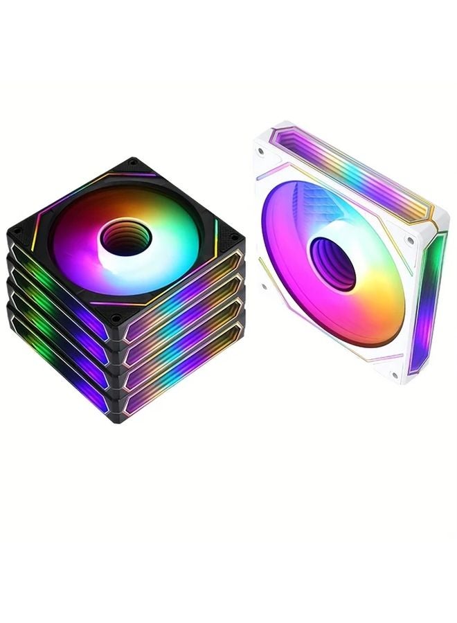 XFENGX Fan 6 Pro ARGB Aurora 3 قطع مروحة تبريد بيضاء أمامية متحكم في درجة الحرارة - Image 3