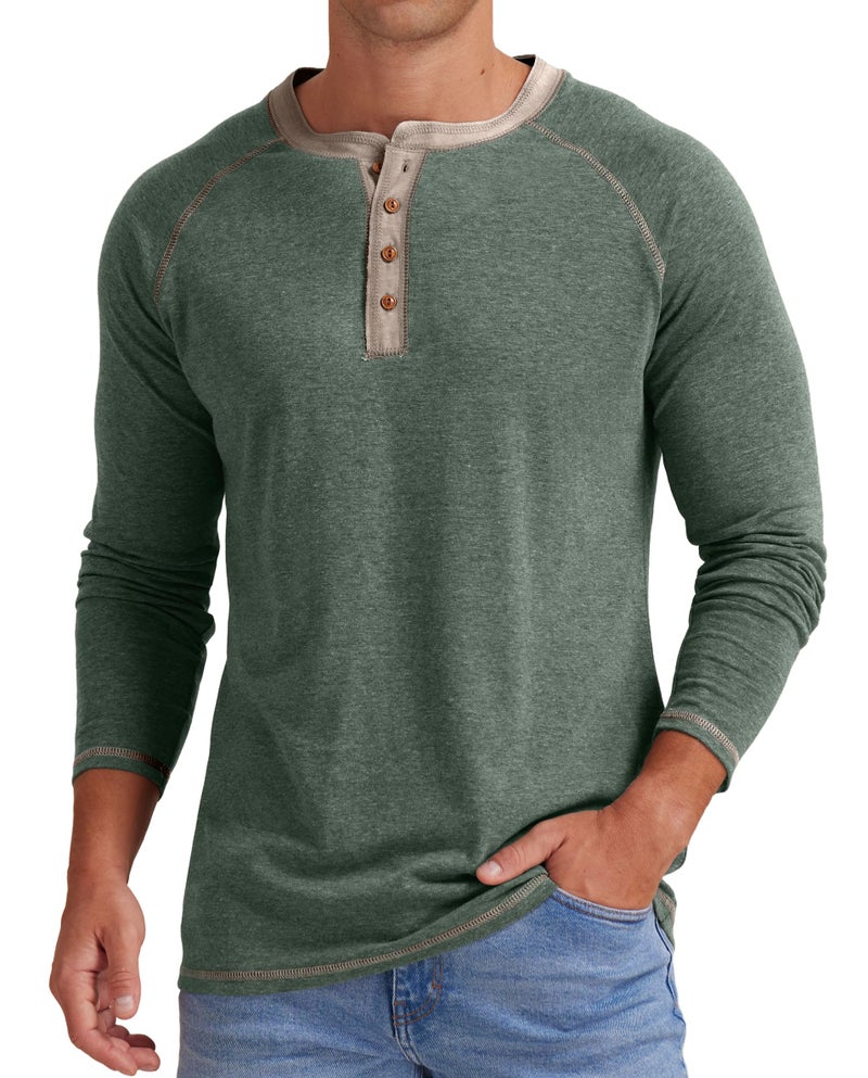 Sailwind Mens Henley Long Sleeve T-Shirt Cotton Casual Shirt - Image 1