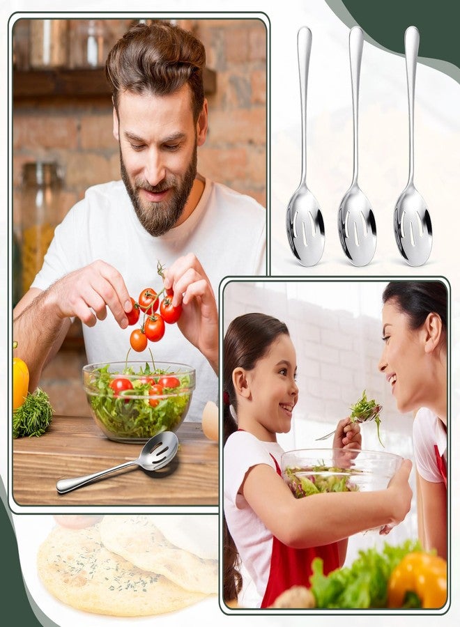 Layhit 42 Pcs Large Slotted Spoons Stainless Steel Bulk for Buffet Highly Polished 8 Inches Metal Utensils Solid Dishwasher Safe Serving Spoons for Catering Salads Pasta Soup Home Party - Image 4