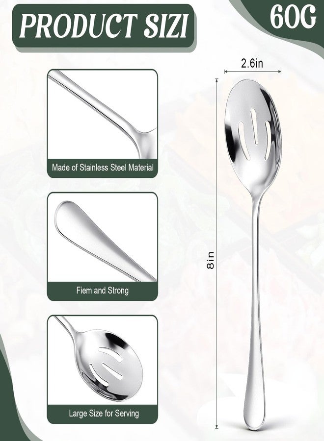 Layhit 42 Pcs Large Slotted Spoons Stainless Steel Bulk for Buffet Highly Polished 8 Inches Metal Utensils Solid Dishwasher Safe Serving Spoons for Catering Salads Pasta Soup Home Party - Image 2