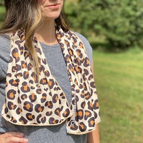 SHAKEitCOOL Extended Size Cooling Towel – Be Cool in Style - Heat Relief, Soft, Lightweight, Sun Protection, Easy Clean - Perfect for Biking, Hiking, Running, Yoga, Golf, Gardening - Cheetah Print M - Image 1