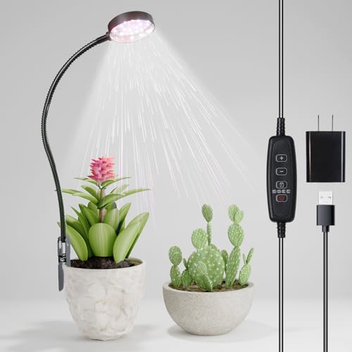 GYTF LED Grow Light, 6000K White Full Spectrum Pot Plant Light for Indoor Plants, Gooseneck Clip-on Plant Lamp with Dimmable, Auto ON/Off 4 8 12 18Hrs for Succulents Small Houseplants - Image 1