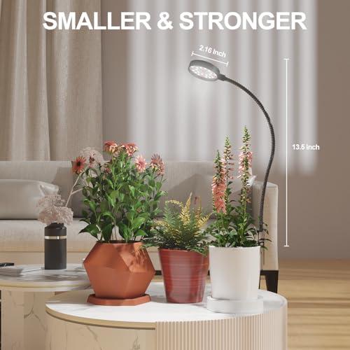 GYTF LED Grow Light, 6000K White Full Spectrum Pot Plant Light for Indoor Plants, Gooseneck Clip-on Plant Lamp with Dimmable, Auto ON/Off 4 8 12 18Hrs for Succulents Small Houseplants - Image 2