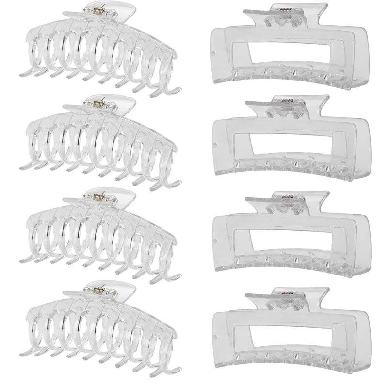 Clear Hair Clips for Women 8 Pack 43 Inch Large Hair Claw Clips for Women Thin Thick Curly Hair Big Matte Banana ClipsStrong Hold jaw clips