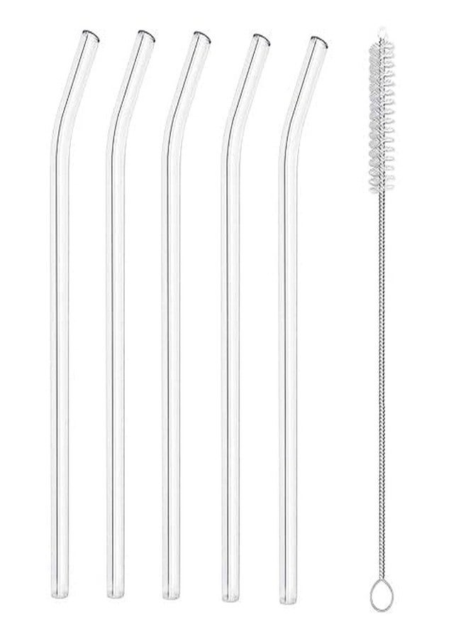 FLIZZOW Glass Straw 5 Transparent Straws & 1 Cleaner Brush, Replacement Straws for 40 oz & Simple Modern Tumbler with Handle with Cleaning Brush for Cup Accessories (7 inch Glass Straw) - Image 1