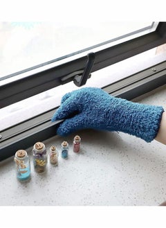 Y&D Cleaning Gloves, 2 Pairs Microfiber Auto Dusting Gloves Washable Mittens for Kitchen House Cars Trucks Mirrors Lamps (Blue, Green)  - Image 2