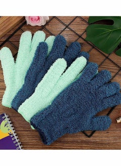 Y&D Cleaning Gloves, 2 Pairs Microfiber Auto Dusting Gloves Washable Mittens for Kitchen House Cars Trucks Mirrors Lamps (Blue, Green)  - Image 4