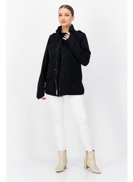 Alpha Industries Women Solid Motorcycle Jacket, Black  - Image 4