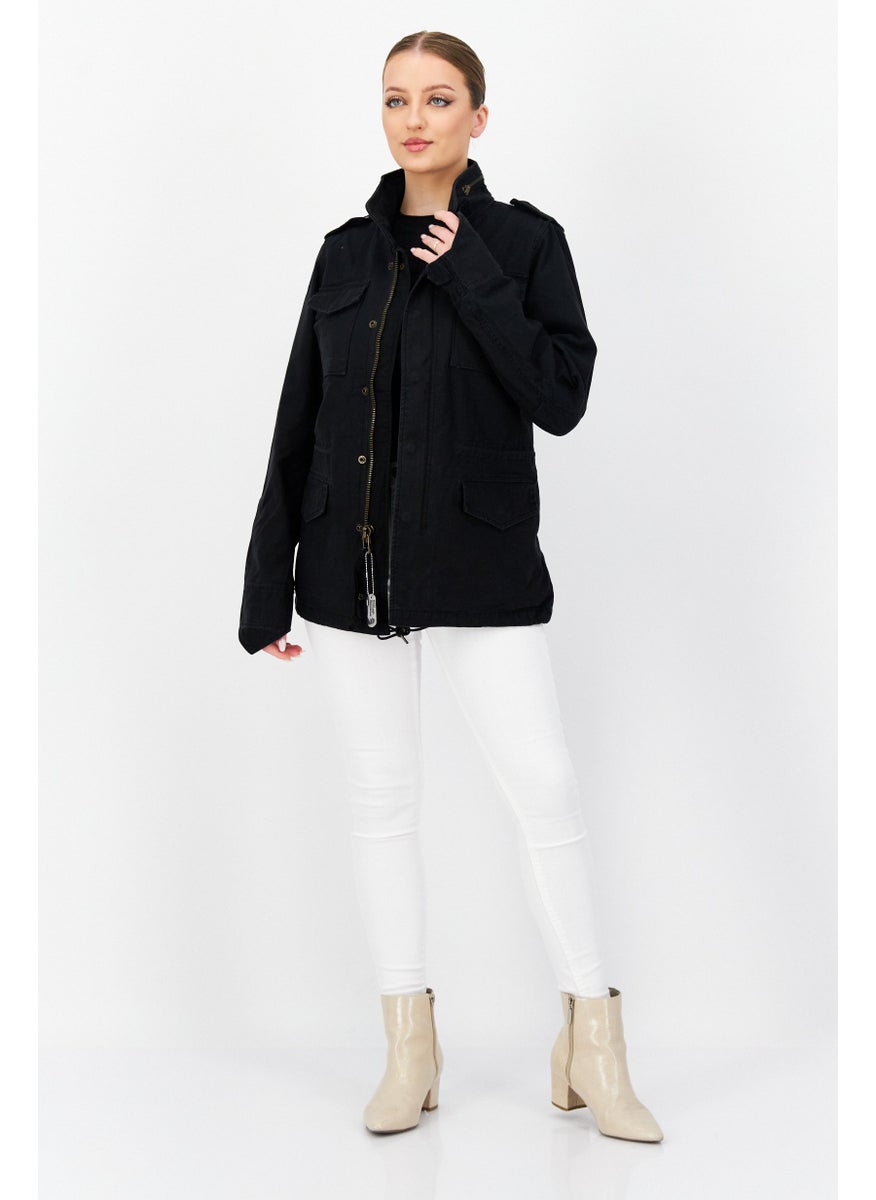 Alpha Industries Women Solid Motorcycle Jacket, Black  - Image 4