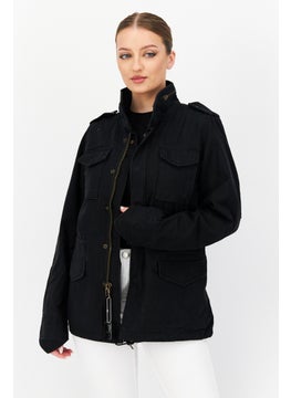 Alpha Industries Women Solid Motorcycle Jacket, Black  - Image 1