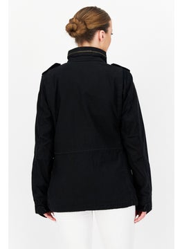 Alpha Industries Women Solid Motorcycle Jacket, Black  - Image 3