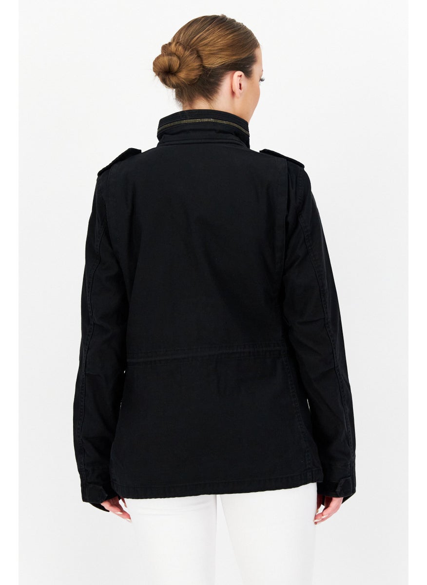 Alpha Industries Women Solid Motorcycle Jacket, Black  - Image 3
