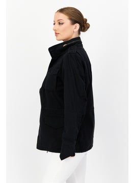Alpha Industries Women Solid Motorcycle Jacket, Black  - Image 2