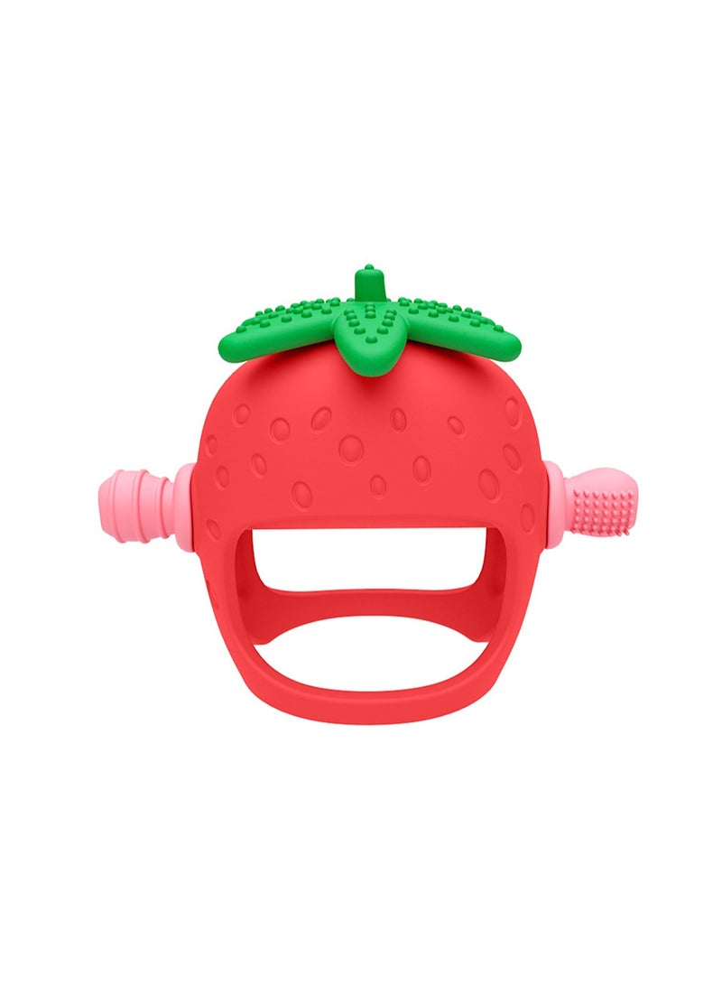 Baby Food Grade Silicone Remote Control Teether, Baby Soothing Silicone Remote Control Teether, Baby Teething Stick Chewing Gum Anti-Eating Hand Chewing Toy (Red Strawberry) - Image 1