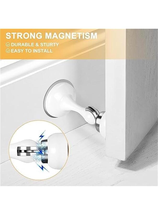 Magnetic Door Stoppers 2 Pack, Stainless Steel Door Stops for Wall and Floor Mounting, Door Holder Keep Door Open, No Drilling Door Stop with 3D Adhesive Tapes (White) - Image 5