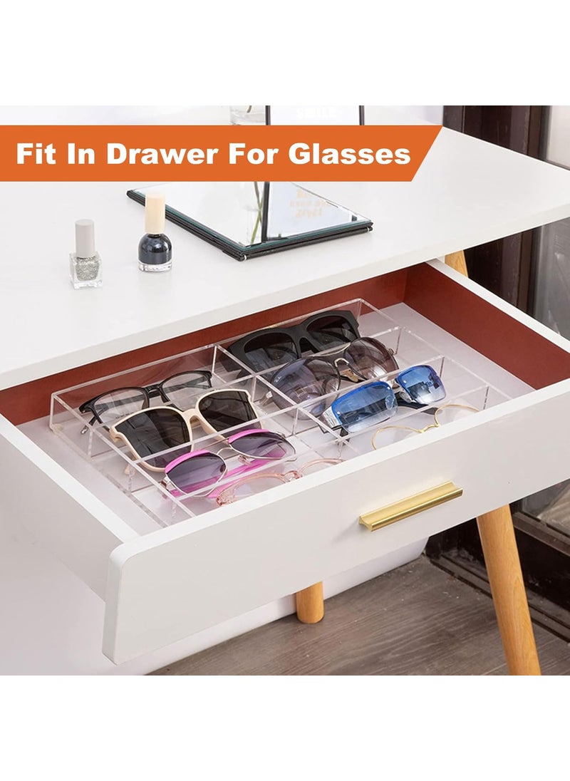 SENENQU SENENQU 2 Pack Acrylic Sunglasses Organizer 6 Slot Clear Eyeglasses Storage Case Stackable Eyewear Display Tray for Sunglasses Fashion Eye Wear Protective Glasses  - Image 3