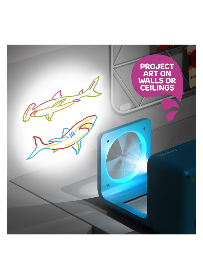 Discovery - Discovery Kids Wall and Ceiling  Doodle Sketch Projector STEM Light Art Station, with Six Colour Markers - Image 1