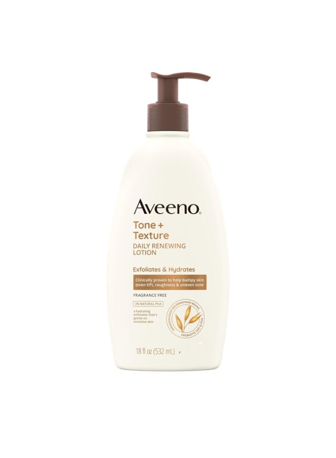 Aveeno Tone + Texture Daily Renewing Body Lotion with Prebiotic Oat Hydrates & Smooths Dry, Rough, Bumpy Skin, 532 Ml - Image 1