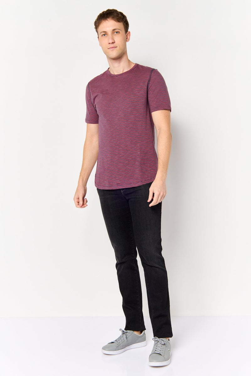 Project Essentials Men Crew Neck Short Sleeve Stripe Shirt, Multicolor - Image 2