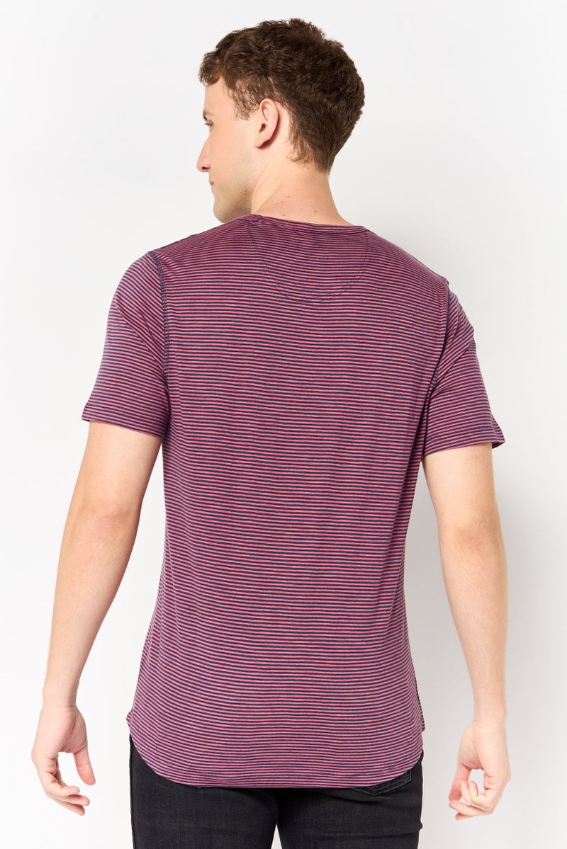 Project Essentials Men Crew Neck Short Sleeve Stripe Shirt, Multicolor - Image 4