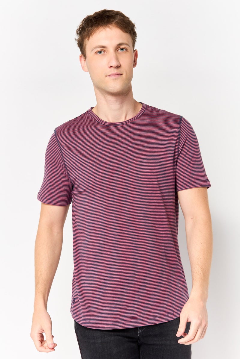 Project Essentials Men Crew Neck Short Sleeve Stripe Shirt, Multicolor - Image 1