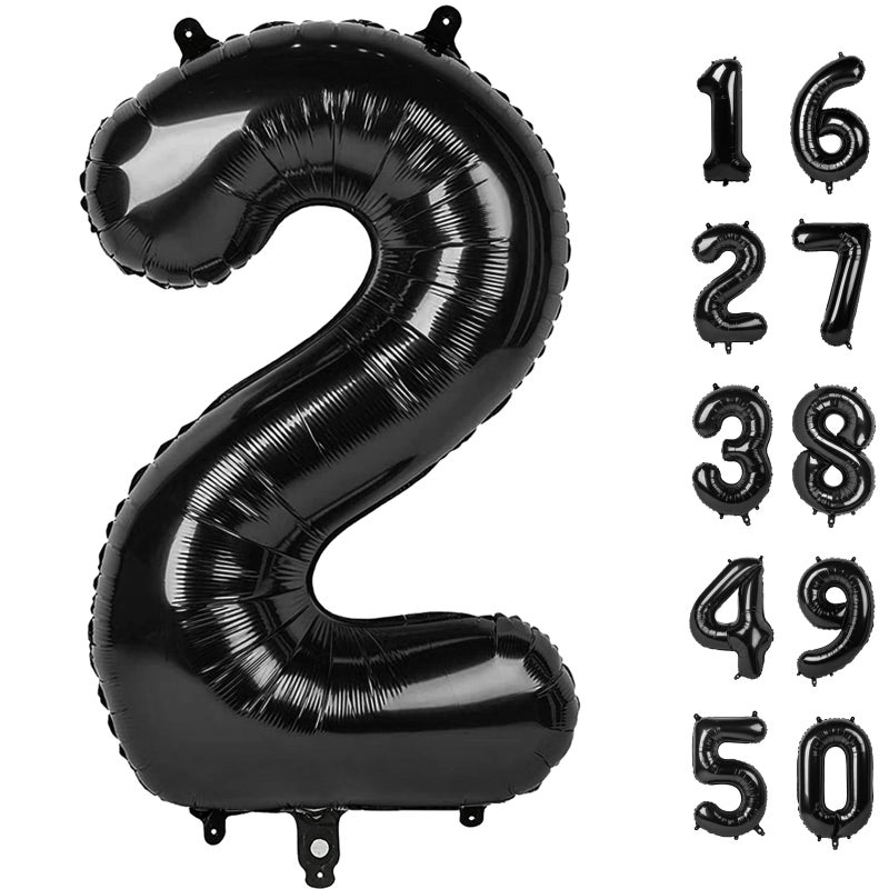 Kelfuoya 40 Inch Black Number 2 Balloon Jumbo Giant Happy 2Th 12Th 20Th 21St Birthday Party Decorations For Boy Or Girl Huge Mylar Anniversary Party Supplies - Image 1