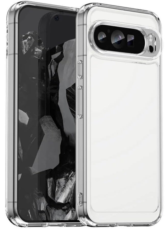جراب شفاف متوافق مع Google Pixel 9 [حماية كاملة للكاميرا] [وضوح يدوم طويلاً]، غطاء خلفي صلب واقٍ من الصدمات العسكرية لهاتف Pixel 9 - شفاف - Image 1