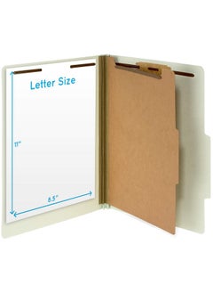 Blue Summit Supplies 10 Letter Size Gray Green Classification Folders 1 Divider 2 Inch Tyvek Expansions Durable 2 Prongs Designed To Organize Standard Medical Files Office Reports Letter Size Green 10 Pack  - Image 2