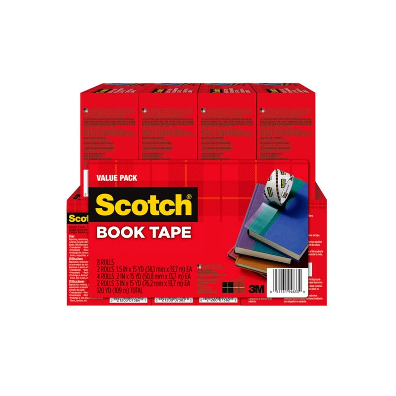 Scotch  Scotch Book Tape Value Pack, Excellent for Repairing, Reinforcing Protecting, and Covering (845-VP)  - Image 1