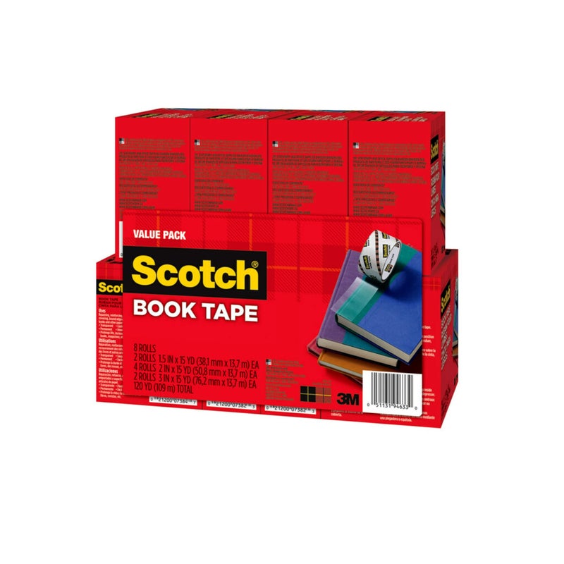 Scotch  Scotch Book Tape Value Pack, Excellent for Repairing, Reinforcing Protecting, and Covering (845-VP)  - Image 2