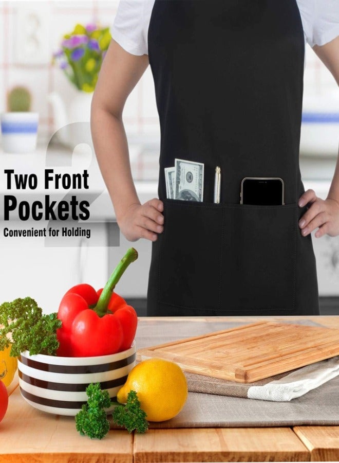 مآزر الطهاة، مئزر أسود بجيوب 2، مئزر مقاوم للماء قابل للتعديل للرجال والنساء، مئزر مطبخ احترافي للمطبخ والبستنة والمطعم والشواء والقهوة - Image 4