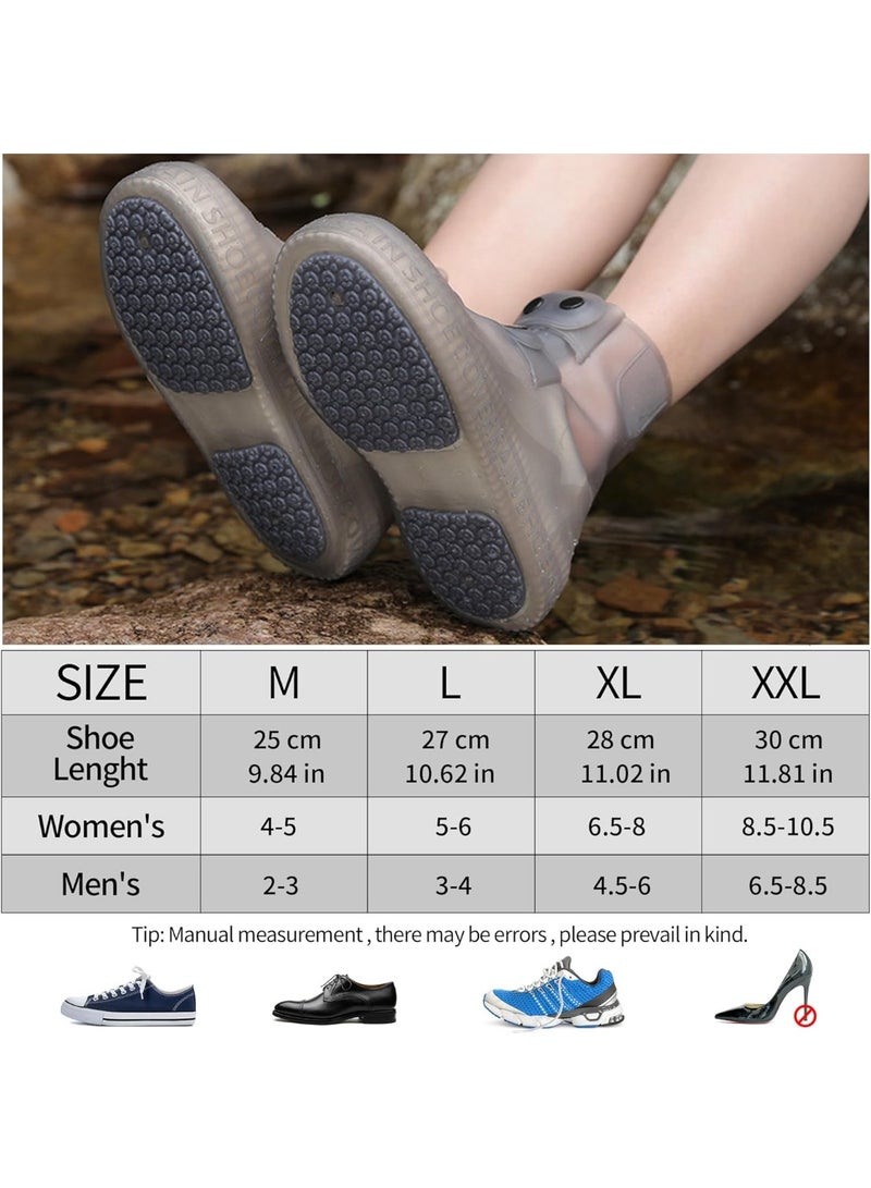Meetion Rain Boot Covers Waterproof Rain Shoe Covers Silicone Shoe Protector Overshoes Sand Control Non-Slip Foldable Reusable Galoshes for Men Women Rainy Outdoor Cycling Fishing Camping (XXL, Gray) - Image 2