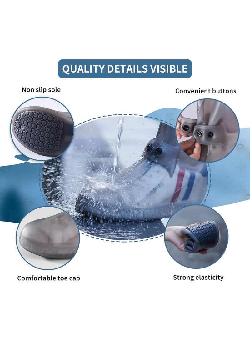 Meetion Rain Boot Covers Waterproof Rain Shoe Covers Silicone Shoe Protector Overshoes Sand Control Non-Slip Foldable Reusable Galoshes for Men Women Rainy Outdoor Cycling Fishing Camping (XXL, Gray) - Image 3