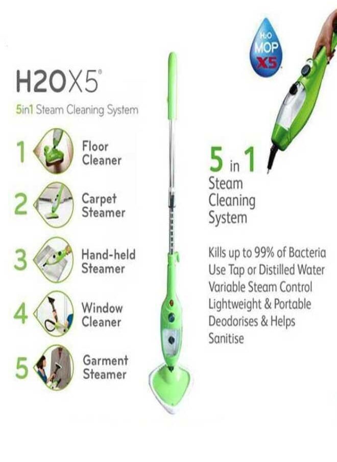 H2O Electric Mop X5 Basic Mop 5 in 1 All Purpose Hand Held All in One Steam Cleaner for Home Use, with 11 Piece Accessory Kit
