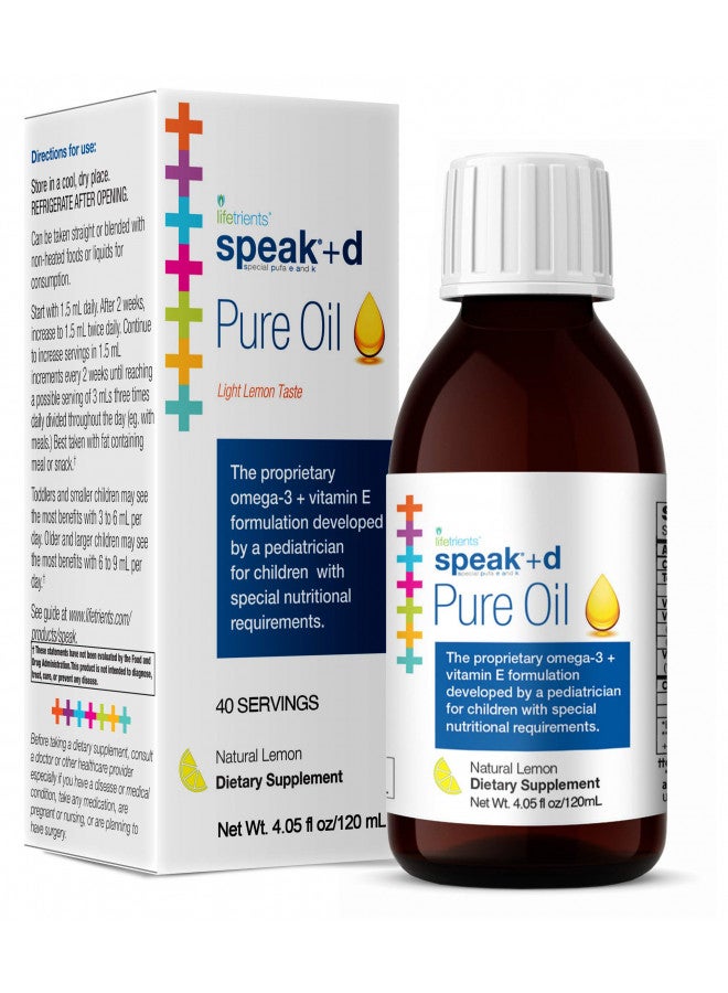Lifetrients Lifetrients Speak+D Pure Oil Natural Lemon 4.05 oz Pediatrician Formulated to Support Children with Special Nutritional Requirements Enhanced with Omega-3, Vitamin E, Vitamin D & Vitamin K  - Image 1
