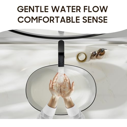 Phiestina Matte Black Tall Bathroom Vessel Sink Faucet, Waterfall Single Hole Single Handle Above Countertop Sink Bathroom Faucet, with Metal Pop Up Drain and Water Supply Lines, NS-SF01-MB-V - Image 5