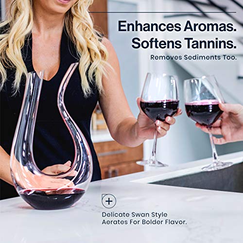 HiCoup Kitchenware HiCoup Red Wine Decanter with Aerator - 750mL Crystal Glass Wine Carafe and Purifier for Home Bar﻿ - Image 2