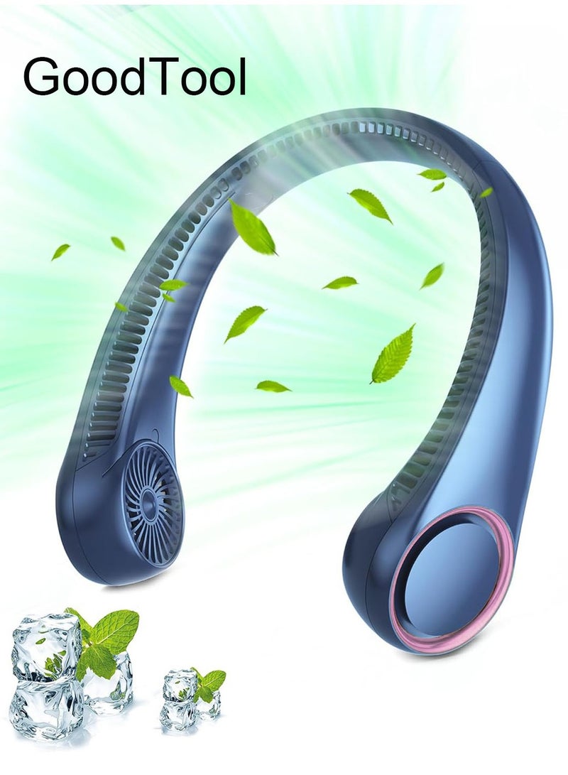 جود تول مروحة الرقبة محمولة، مروحة بلا شفرات بدون استخدام اليدين، مروحة تبريد قابلة لإعادة الشحن بزاوية 360 درجة مع 3 سرعات و78 فتحة تهوية، مكيف هواء الرقبة الهادئة القابل للارتداء للمدرسة والسفر - Image 1