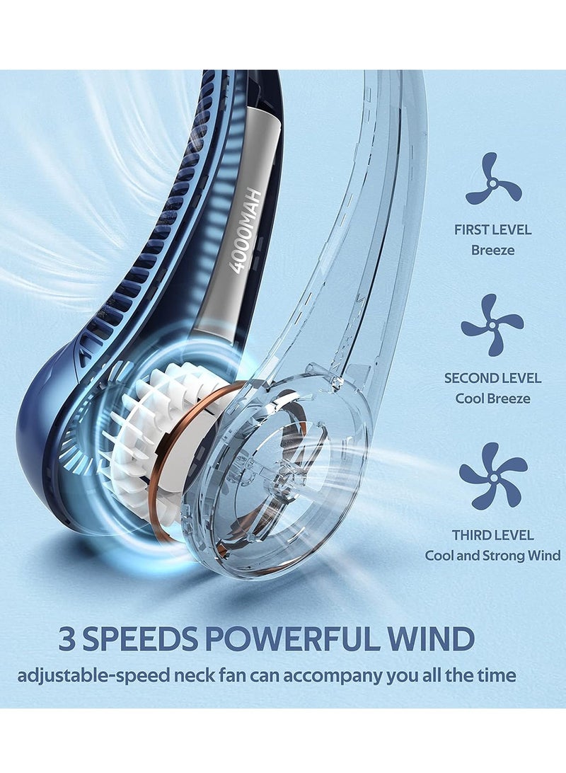 جود تول مروحة الرقبة محمولة، مروحة بلا شفرات بدون استخدام اليدين، مروحة تبريد قابلة لإعادة الشحن بزاوية 360 درجة مع 3 سرعات و78 فتحة تهوية، مكيف هواء الرقبة الهادئة القابل للارتداء للمدرسة والسفر - Image 2