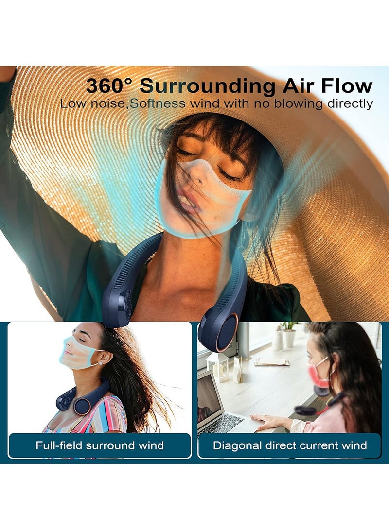جود تول مروحة الرقبة محمولة، مروحة بلا شفرات بدون استخدام اليدين، مروحة تبريد قابلة لإعادة الشحن بزاوية 360 درجة مع 3 سرعات و78 فتحة تهوية، مكيف هواء الرقبة الهادئة القابل للارتداء للمدرسة والسفر - Image 3