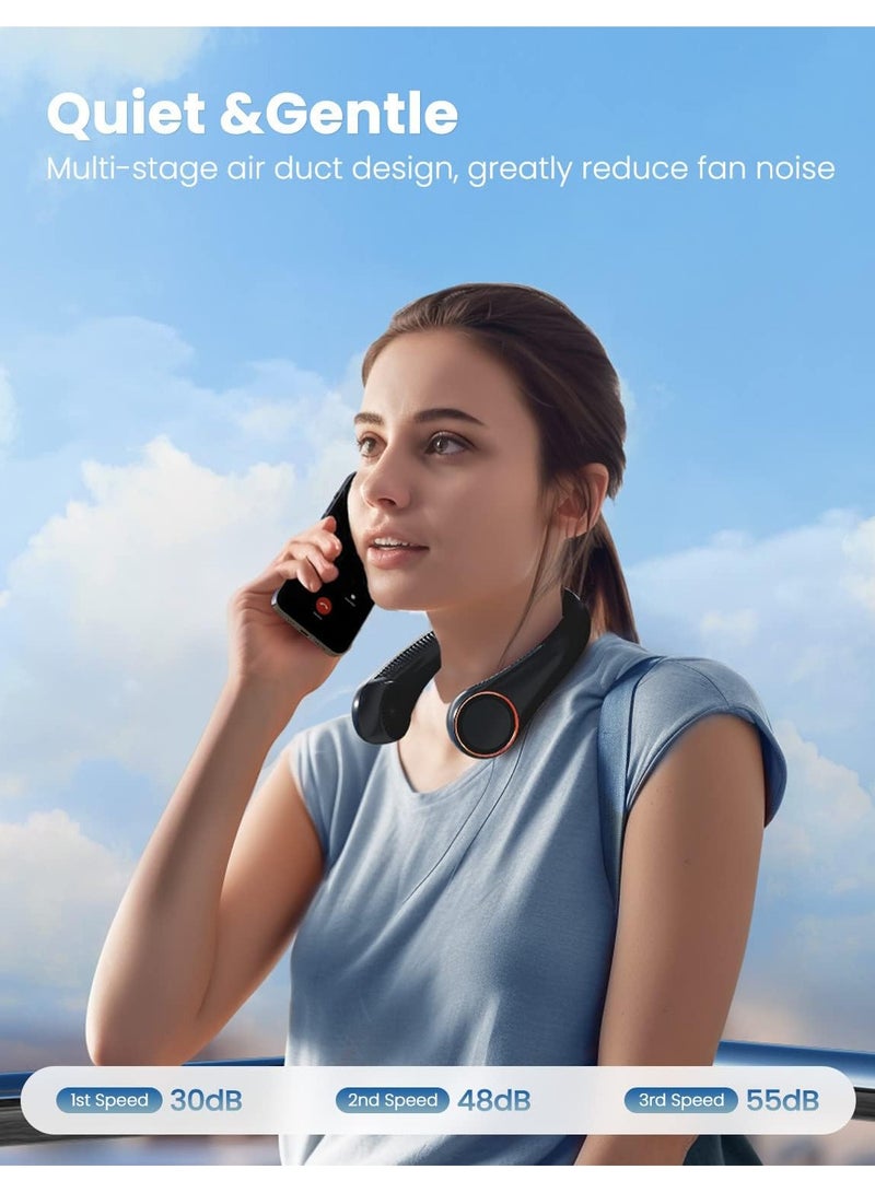 جود تول مروحة الرقبة محمولة، مروحة بلا شفرات بدون استخدام اليدين، مروحة تبريد قابلة لإعادة الشحن بزاوية 360 درجة مع 3 سرعات و78 فتحة تهوية، مكيف هواء الرقبة الهادئة القابل للارتداء للمدرسة والسفر - Image 4