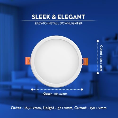 Crompton Star Lord | Recessed Ceiling Lights | 15W | Round | Cool White | for False Ceiling Installation | Cutout: 6" | for Home, Living Room, Office & Shops | Pack of 1 - Image 3