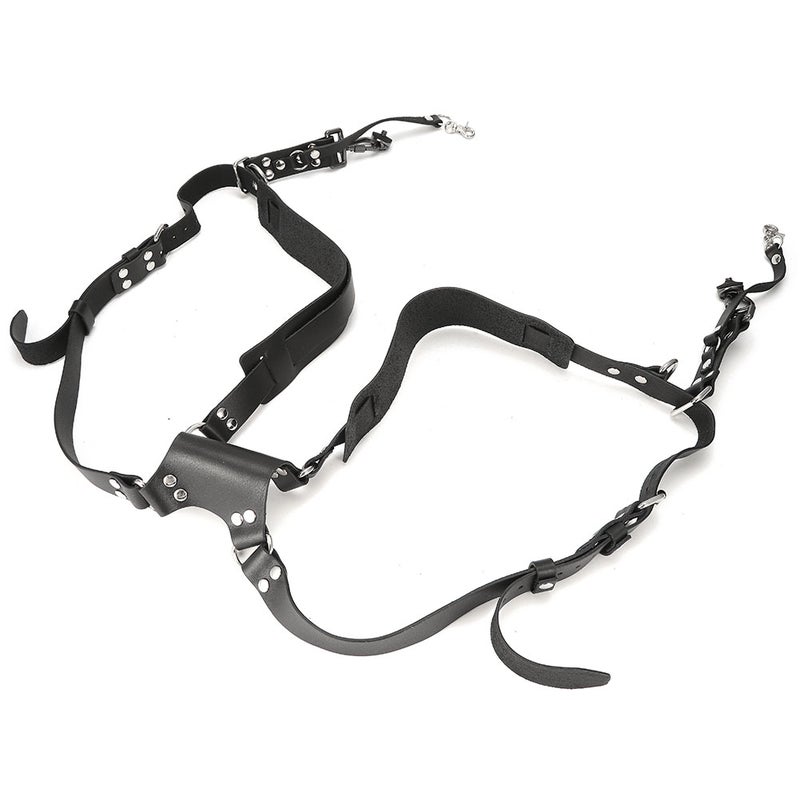 Camera Strap Leather Double Shoulder Harness Strap Photography Accessories for DSLR CamerasBlack - Image 5