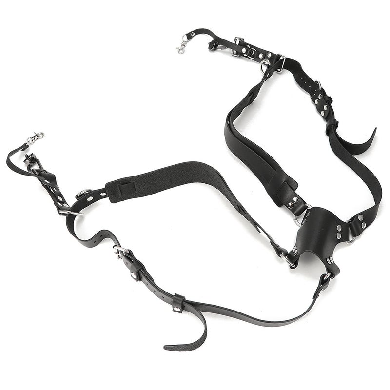 Camera Strap Leather Double Shoulder Harness Strap Photography Accessories for DSLR CamerasBlack - Image 4