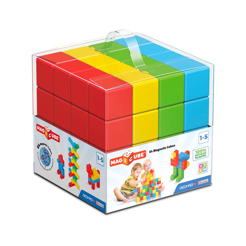 Geomag Magnetic Toys Toddler Magnets STEMendorsed Educational Building Cube Set for Creativity Early Learning Fun SwissMade 64 Pieces Ages 15 - Image 2