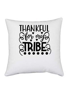 UDNAG UDNAG White Polyester Thankful Thankfull Pillow Cover 16 Inch X 16 Inch 