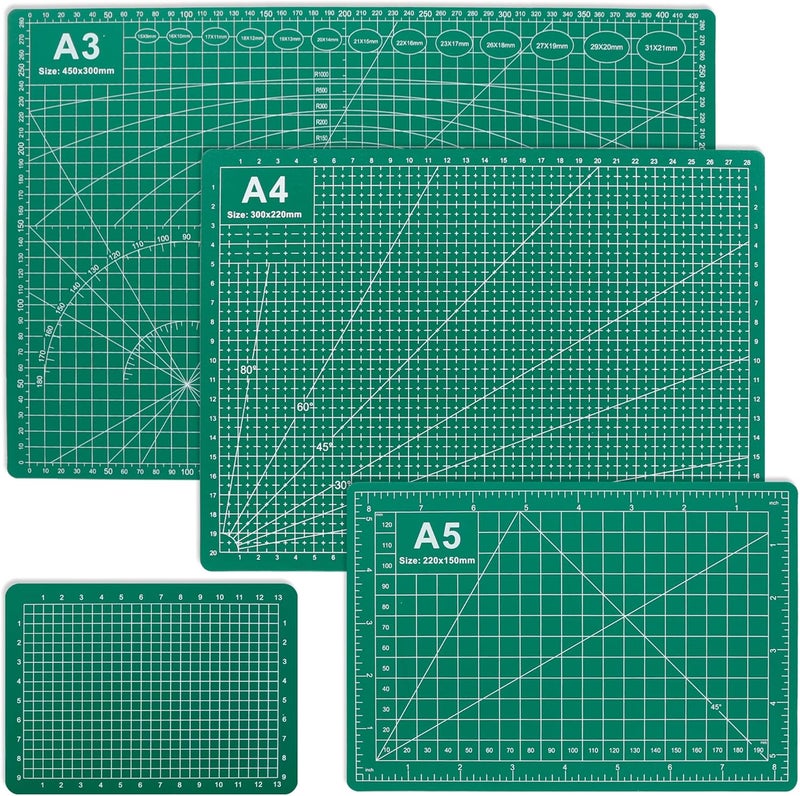 BDS-HOME 4 Packs Cutting Mats, 4size Double Sided Cutting Mat, Non-Slip 5 Layers PVC Cut Mat for Craft Art Projects Fabric Sewing, Scrapbooking Mat, A3 A4 A5 A6 - Image 1