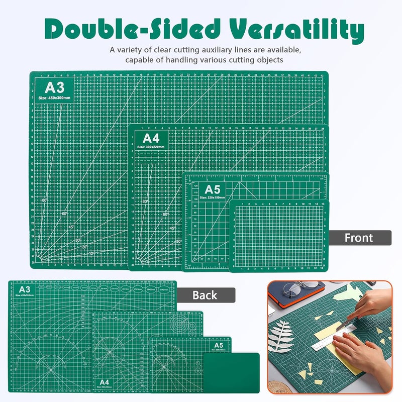 BDS-HOME 4 Packs Cutting Mats, 4size Double Sided Cutting Mat, Non-Slip 5 Layers PVC Cut Mat for Craft Art Projects Fabric Sewing, Scrapbooking Mat, A3 A4 A5 A6 - Image 5